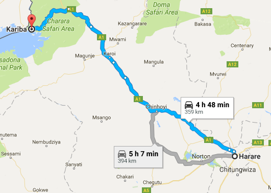 Harare to Kariba Route