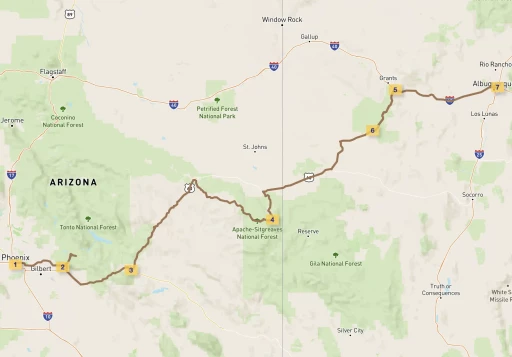 Most scenic route map from Phoenix to Albuquerque